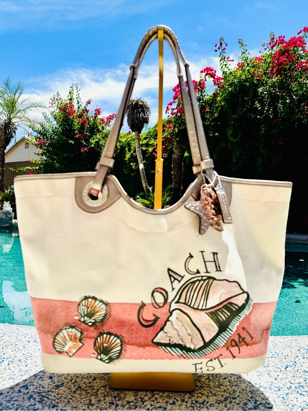 Coach Seashell Shoulder Natural Canvas Tote- Limited Ed. 2012 (F83607) $398